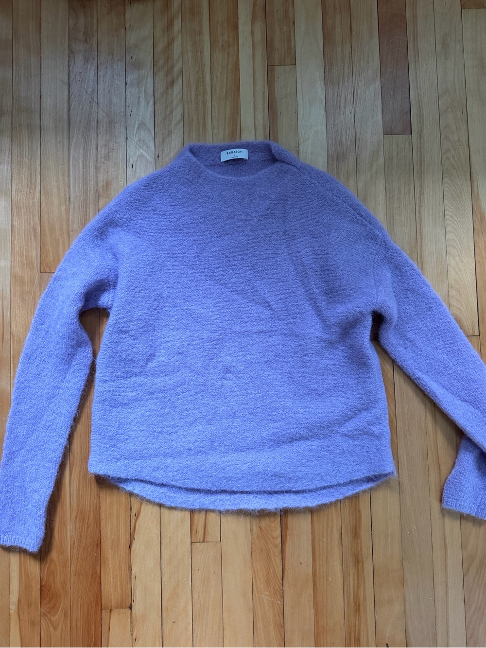 Aritzia Lilac Crewneck Fuzzy Knit Sweater